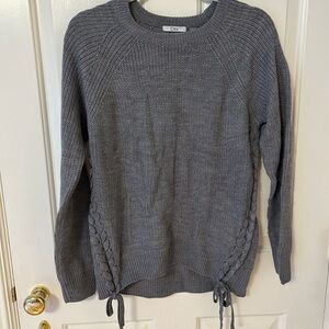 Dex Grey Knit Sweater with Side Ties
